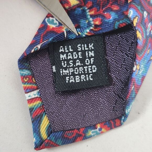 Christian Dior Tie Designer Necktie Paisley bright‎ feather artsy 100% Silk - Picture 5 of 8